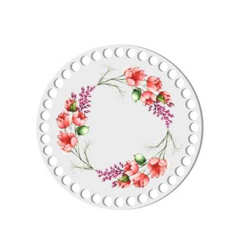BSZ876-UVW Baza nadruk 17cm HDF czerwone kwiaty wianek