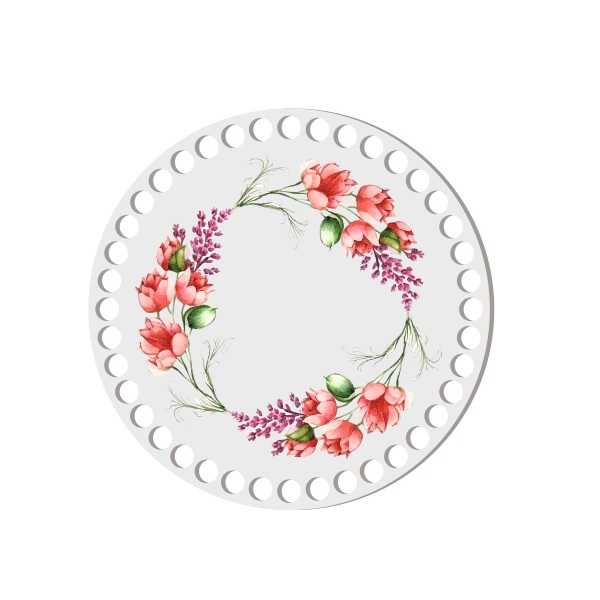 BSZ876-UVW Baza nadruk 17cm HDF czerwone kwiaty wianek