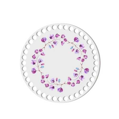 BSZ877-UVW Baza nadruk 17cm HDF fioletowe kwiaty wianek