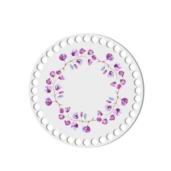 BSZ877-UVW Baza nadruk 17cm HDF fioletowe kwiaty wianek
