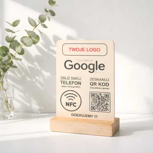 Tabliczka do opinii google - QR KOD - NFC - Twoje logo
