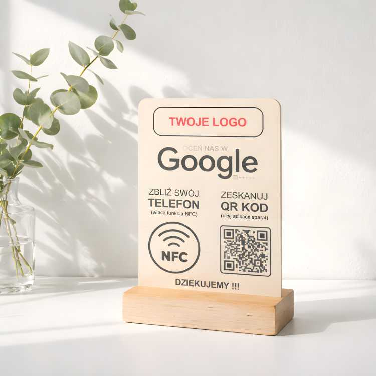 Tabliczka do opinii google - QR KOD - NFC - Twoje logo