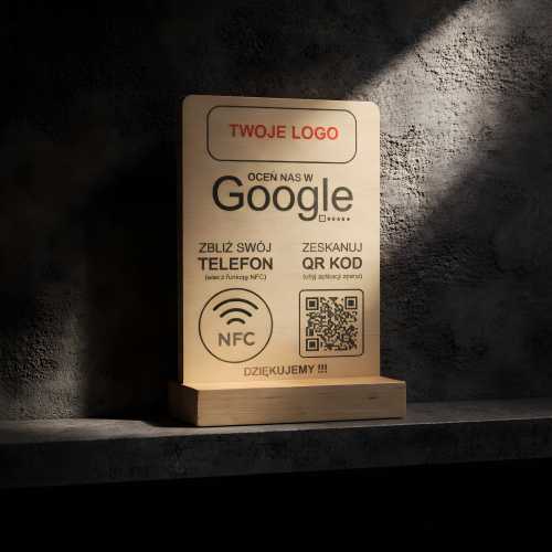 Tabliczka do opinii google - QR KOD - NFC - Twoje logo