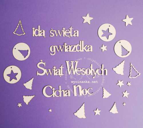 zestaw świątecznych napisów z dekoracjami