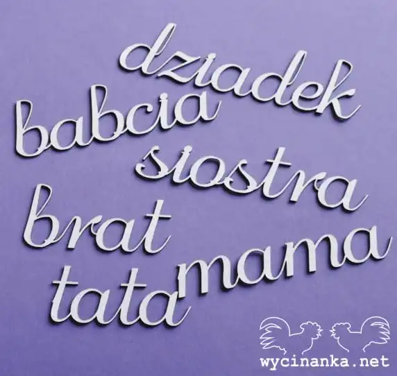 zestaw napisów "rodzinka"
