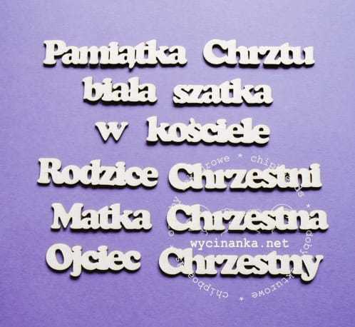 zestaw napisów "PAMIĄTKA CHRZTU"