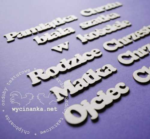 zestaw napisów "PAMIĄTKA CHRZTU"