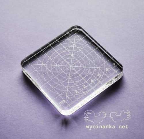 bloczek do mocowania stempli z grawerowaną podziałką, 8x8x1 cm