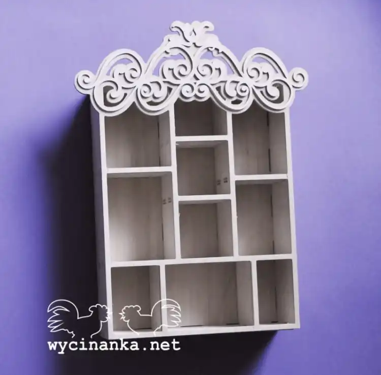 wiszący shadowbox z ornamentem i5,3x15,8x22,8 cm, sklejka 4 mm