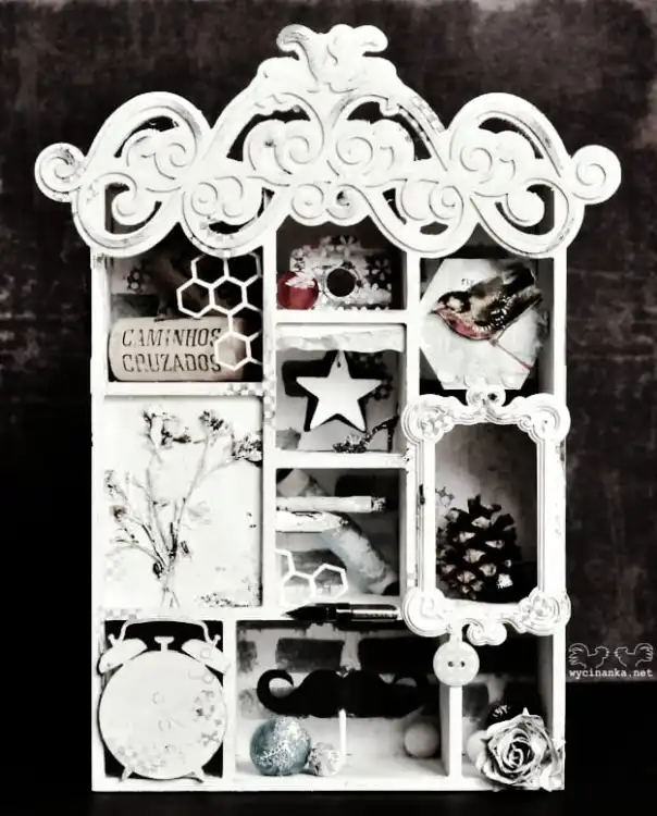 wiszący shadowbox z ornamentem i5,3x15,8x22,8 cm, sklejka 4 mm