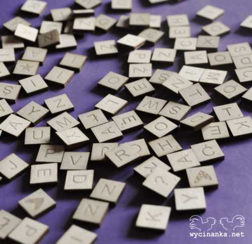 alfabet à la scrabble, sklejka 3 mm