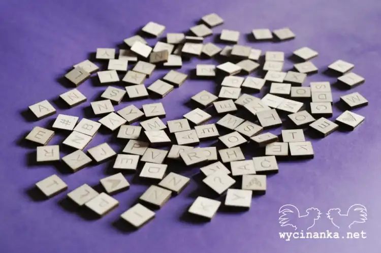 alfabet à la scrabble, sklejka 3 mm