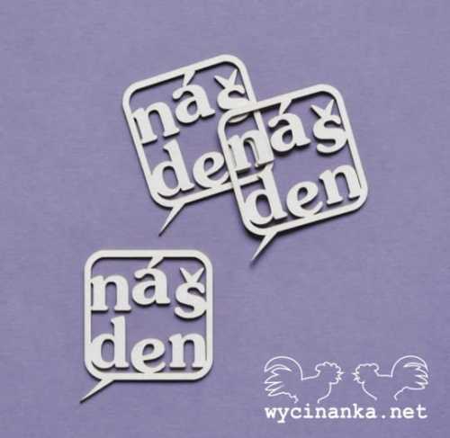 napisy "náš den", w komiksowym dymku, 3 szt.