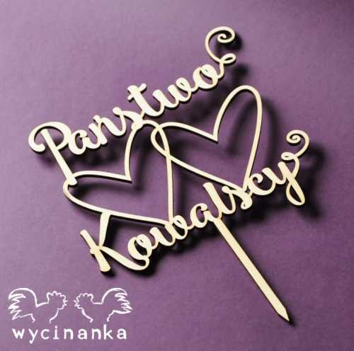 PAŃSTWO MŁODZI - personalizowany topper na tort, sklejka 3 mm