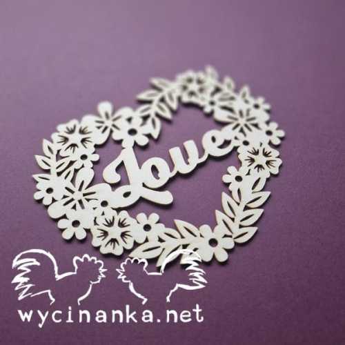 BLOOMING - 6013 Ramka kwiatowe serce z napisem Love