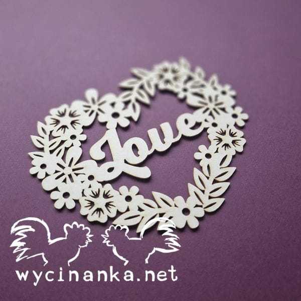 BLOOMING - 6013 Ramka kwiatowe serce z napisem Love