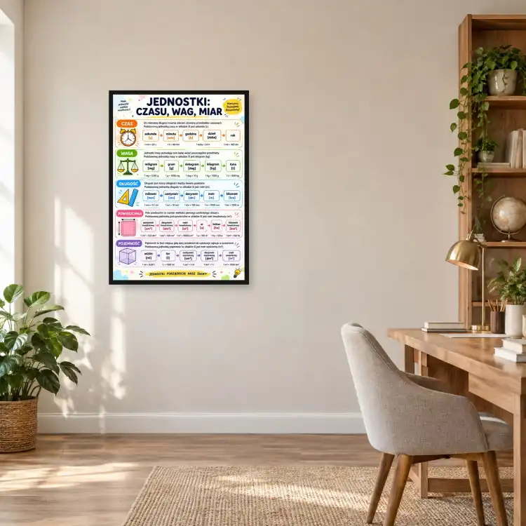 Jednostki: czasu, wag, miar - plakat edukacyjny