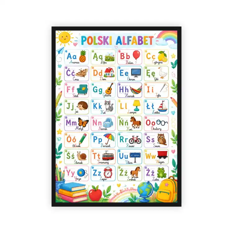 Polski alfabet - kolorowy plakat edukacyjny  pion | Eko-Deco