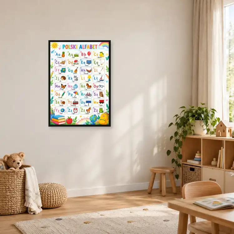 Polski alfabet - kolorowy plakat edukacyjny  pion | Eko-Deco