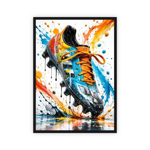 Plakat  Piłkarski Korki w Farbnych Plamach | Eko-Deco