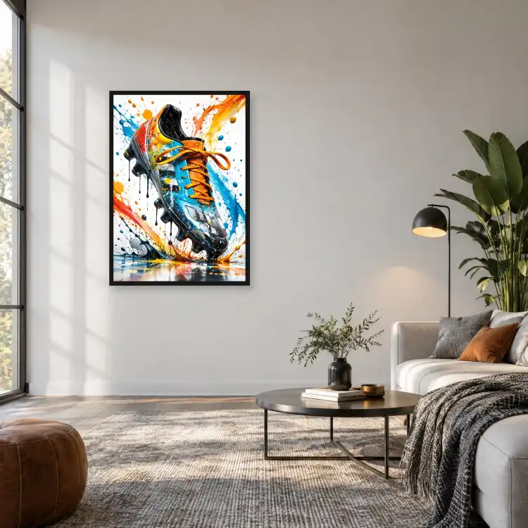 Plakat  Piłkarski Korki w Farbnych Plamach | Eko-Deco