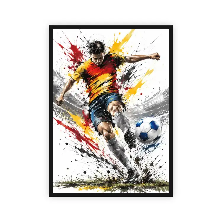 Plakat piłkarski - piłkarz w dynamicznej akcji | Eko-Deco