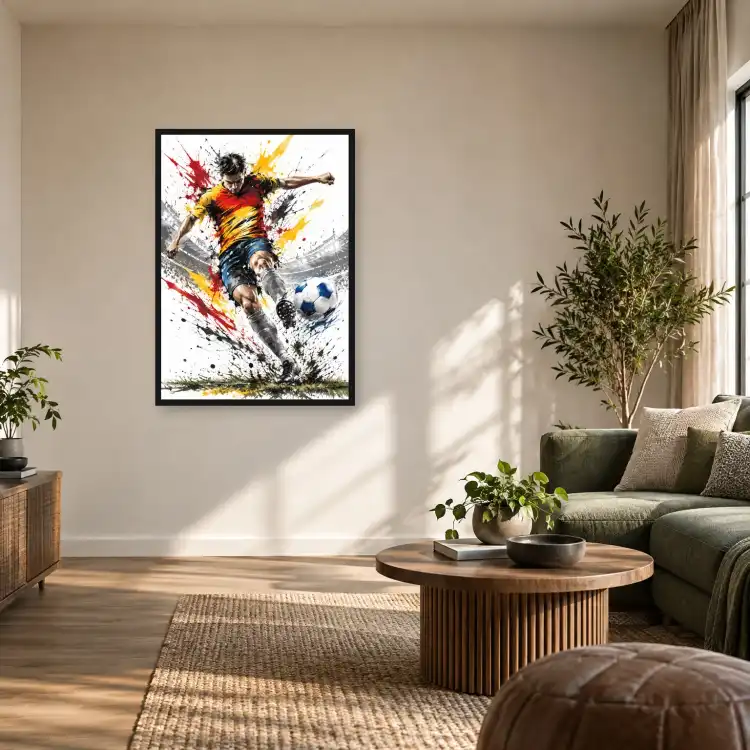 Plakat piłkarski - piłkarz w dynamicznej akcji | Eko-Deco