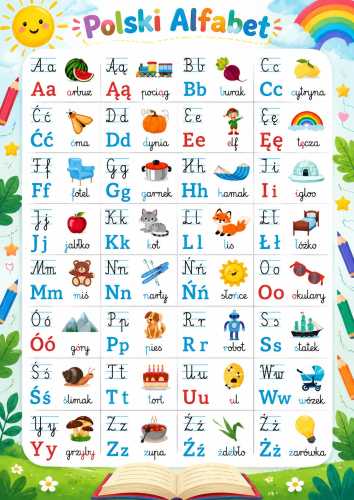 Plakat edukacyjny Alfabet polski z ilustracjami | Eko-Deco
