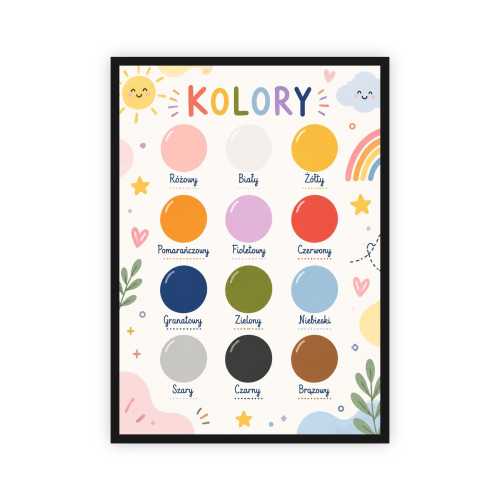 Plakat edukacyjny KOLORY - polskie nazwy kolorów | Eko-Deco